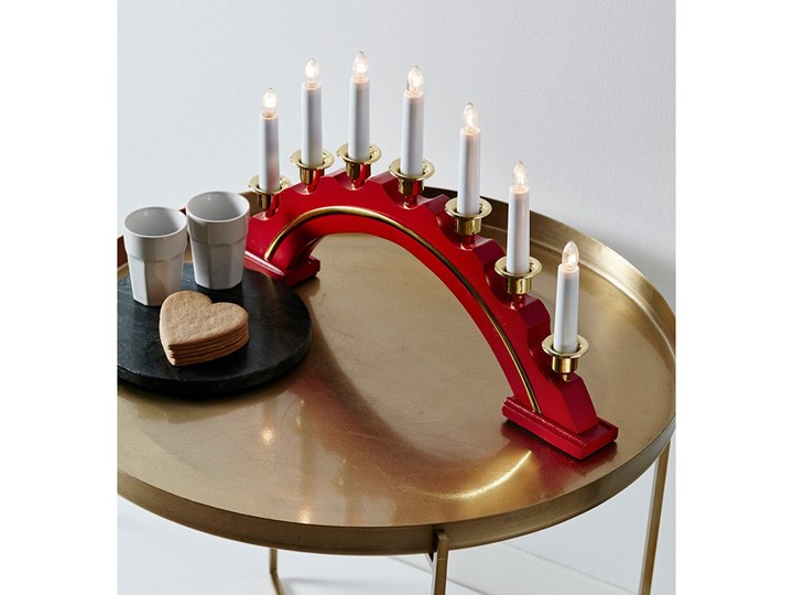 lampa stołowa świecznik Celine Tworzywo sztuczne Drewno Kategoria Świeczniki i świece Kolor Czerwony