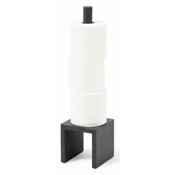 Czarny stojak na papier toaletowy z drewna dębowego Wireworks Cosmos