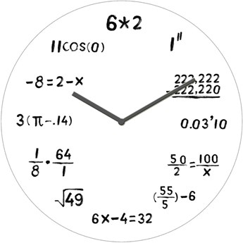 Biały szklany zegar ścienny Postershop Mathematics, ø 30 cm