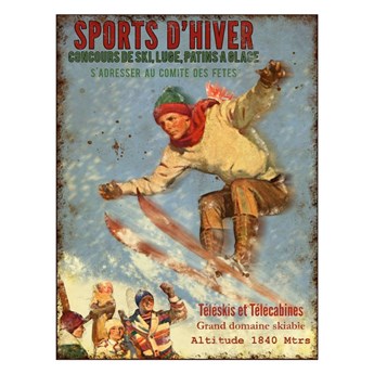 Dekoracyjna metalowa tabliczka Antic Line Sports D'hiver, 25x33 cm