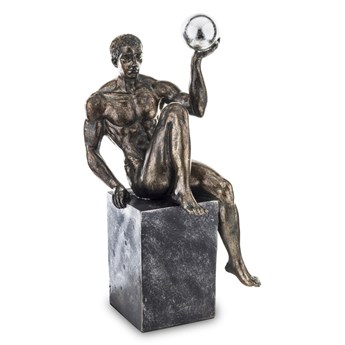 KRĘGLARZ figurka sportowiec czarna ze złotymi przetarciami, wys. 32 cm