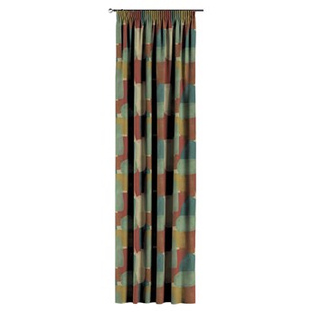 Zasłona na taśmie marszczącej 1 szt., geometryczne wzory w czerwono-zielonej kolorystyce, 1szt 130 × 260 cm, Vintage 70's