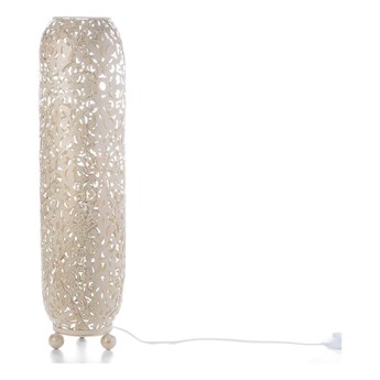 Beliani Lampa stojąca biała metalowa 60 cm ażurowa dekoracyjna szczotkowany metal nowoczesna