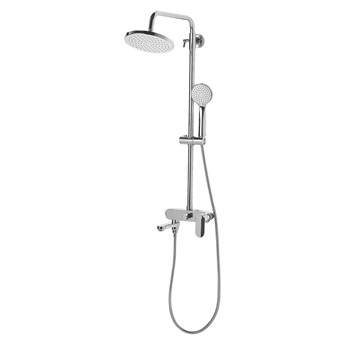 Beliani Kolumna prysznicowa srebrna mosiężna prysznic z deszczownicą wysoki połysk łazienka nowoczesna glamour