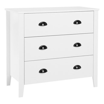 Beliani Komoda z szufladami biała 75 x 80 cm 3 duże szuflady czarne uchwyty nowoczesna