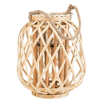 Beliani Lampion dekoracyjny jasne drewno 30 cm ozdoba latarenka na świeczkę MAURITIUS
