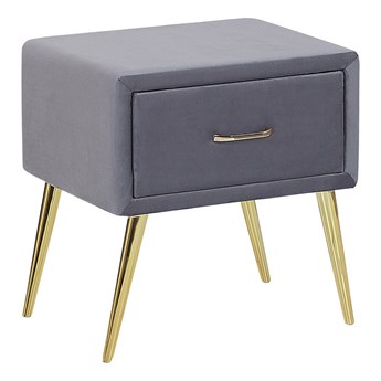 Beliani Szafka nocna szara tapicerowana welurem 1 szafka stolik nocny minimalistyczny design