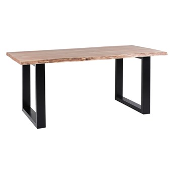 Beliani Stół do jadalni drewniany blat nieregularny czarne metalowe nogi 200 x 95 cm styl industrialny