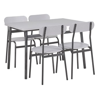 Beliani Zestaw do jadalni stół 110 x 70 cm i 4 krzesła szary z czarną stalową ramą styl nowoczesny