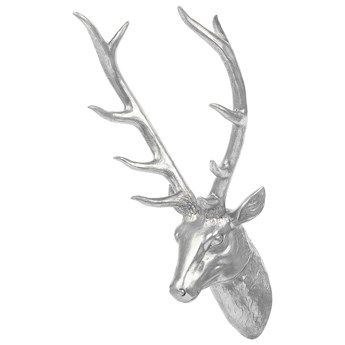 Beliani Dekoracja na ścianę srebrna wisząca głowa jelenia poroże 67 cm