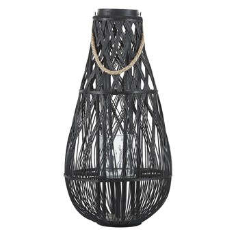 Beliani Lampion dekoracyjny czarny bambusowy 75 cm ozdobna latarnia na świecę
