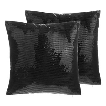 Beliani Zestaw 2 poduszek dekoracyjnych czarnych z cekinami 45 x 45 cm z wypełnieniem