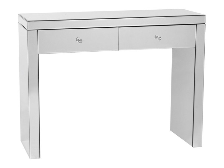 Beliani Konsola lustrzana szklana 2 szuflady 77 x 100 cm styl glam