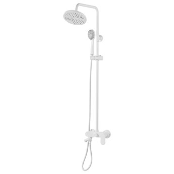Beliani Kolumna prysznicowa biała matowa mosiężna prysznic z deszczownicą łazienka nowoczesna glamour