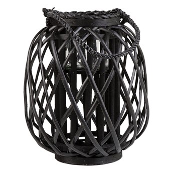 Beliani Lampion dekoracyjny czarny drewniany 30 cm ozdobna latarnia na świecę