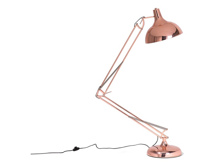 Beliani Lampa podłogowa stojąca miedziana metalowa ruchome ramie 180 cm industrialny design do salonu i sypialni Lampa do czytania Styl Nowoczesny