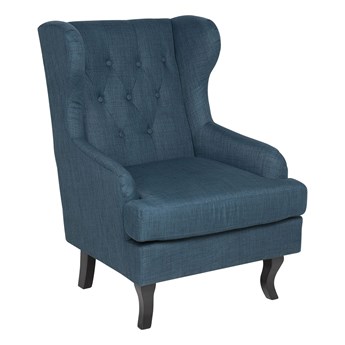 Beliani Fotel uszak niebieski tapicerowany pikowany wysokie oparcie vintage retro salon