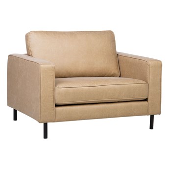 Beliani Fotel beżowy tapicerowany do salonu metalowe nóżki retro design