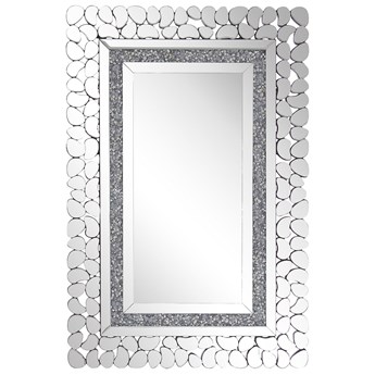 Beliani Lustro ścienne srebrne 60 x 90 cm prostokątne wiszące dekoracyjna lustrzana rama styl glamour
