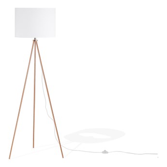 Beliani Lampa stojąca miedziana biała 148 cm trójnóg okrągły abażur metalowe nogi nowoczesna