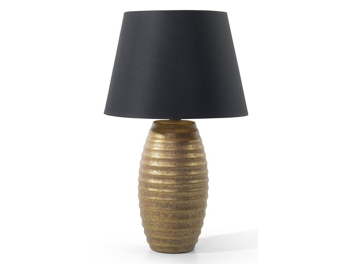 Beliani Lampka nocna stołowa złota z czarnym porcelanowa nowoczesna Kolor Złoty Lampa nocna Tkanina Ceramika Wysokość 56 cm Lampa z abażurem Pomieszczenie Sypialnia