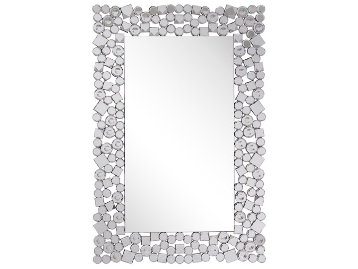 Beliani Lustro ścienne srebrne 60 x 90 cm prostokątne wiszące dekoracyjna rama styl glamour