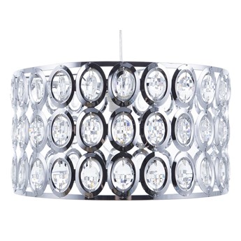 Beliani Lampa wisząca sufitowa srebrna metalowa ozdobne kryształy owalny klosz nowoczesna glam sypialnia salon