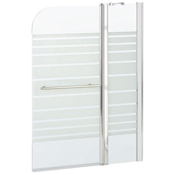 Beliani Parawan nawannowy z drzwiczkami przeźroczysty mleczne szkło hartowane z aluminium i stalą nierdzewną 140 x 120 cm minimalistyczny otwierany