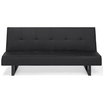 Beliani Sofa rozkładana czarna ekoskóra 3-osobowa z funkcją spania styl nowoczesny