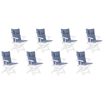 Beliani Poduszki na krzesła ogrodowe niebieska z poliestru odporna na promieniowanie UV zestaw 8