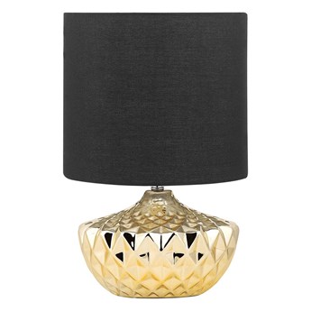 Beliani Lampa stołowa złota ceramiczna 38 cm rzeźbiona podstawa wysoki połysk okrągły abażur nowoczesna