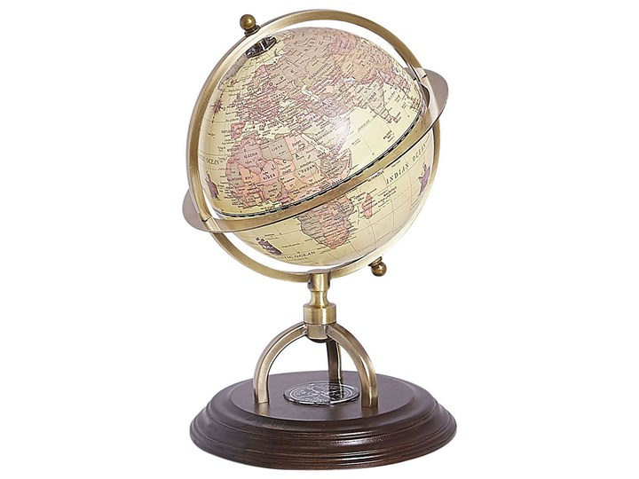 Beliani Figurka dekoracyjna globus w stylu vintage 16 cm Globusy Metal Kolor Beżowy