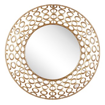 Beliani Lustro ścienne wiszące okrągłe złote ø 80 cm dekoracja ścienna styl eklektyczny salon