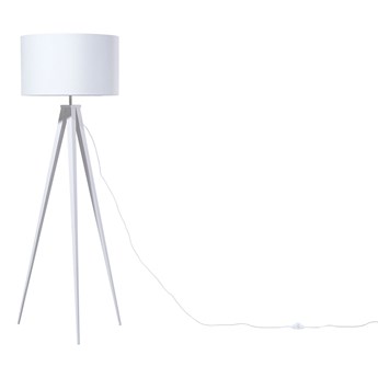 Beliani Lampa podłogowa stojąca biała trójnóg abażur cylindryczny