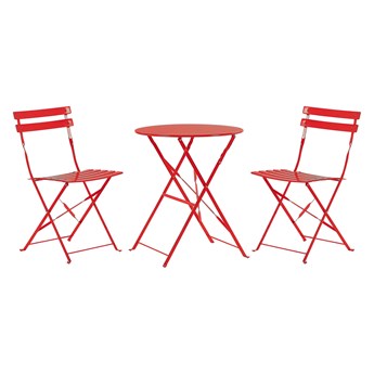 Beliani Zestaw mebli balkonowych czerwony metalowy dwuosobowy krzesła i stół składane meble do ogrodu