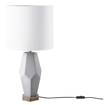 Beliani Lampa stołowa kremowa lniany klosz 66 cm nocna geometryczna styl skandynawski