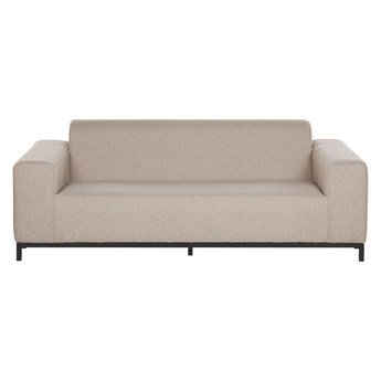 Beliani Sofa do ogrodu beżowa tapicerowana czarne aluminiowe nóżki 3-osobowa kanapa meble do mieszkania styl nowoczesny