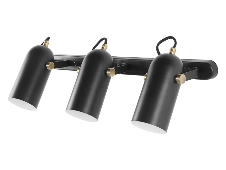 Beliani Lampa ścienna czarna metalowa regulowany klosz 3-punktowa styl industrialny do sypialni salonu Kinkiet z kloszem Kinkiet z regulacją Styl Nowoczesny Kolor Czarny
