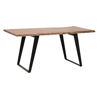 Beliani Stół do jadalni drewniany blat nieregularny czarne stalowe nogi 180 x 90 cm styl industrialny
