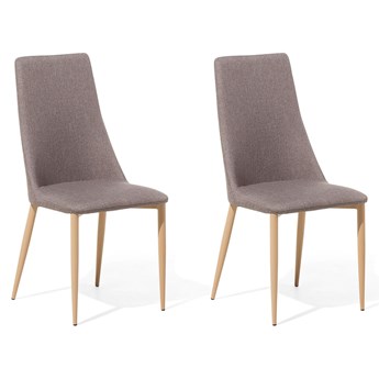 Beliani Zestaw 2 krzeseł brązowoszarych ekoskóra z jasnobrązowymi nogami do jadalni styl przejściowy retro