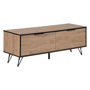 Beliani Szafka RTV jasne drewno 120 x 40 cm telewizor do 54 cali metalowe nogi miejsce na kable nowoczesna