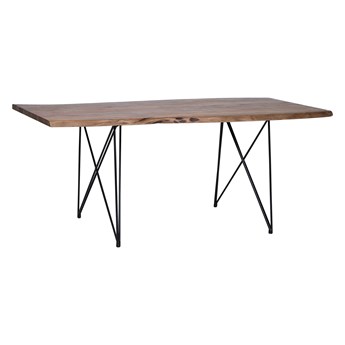 Beliani Stół do jadalni drewniany blat nieregularny czarne metalowe krzyżowe nogi 200 x 100 cm styl industrialny