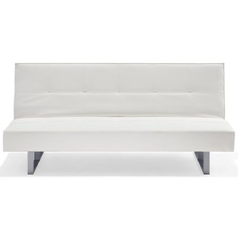 Beliani Sofa rozkładana biała ekoskóra 3-osobowa z funkcją spania styl nowoczesny