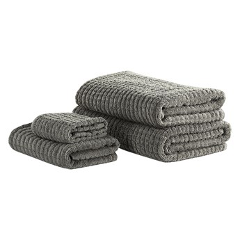 Beliani Komplet 4 ręczników szary bawełna low twist ręczniki dla gości do rąk kąpielowy i plażowy