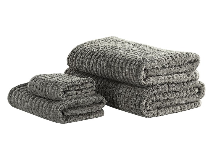 Beliani Komplet 4 ręczników szary bawełna low twist ręczniki dla gości do rąk kąpielowy i plażowy Ręcznik do rąk Ręcznik plażowy Ręcznik kąpielowy Komplet ręczników Ręcznik z kapturkiem