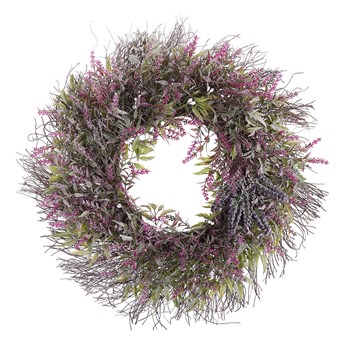 Beliani Wianek na drzwi fioletowy dekoracyjny kwiatowy 50 cm okrągła ozdoba ścienna na stół w stylu rustykalnym tradycyjnym boho