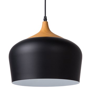 Beliani Lampa wisząca czarna metalowa 173 cm matowe wykończenie akcent z jasnego drewna nowoczesna