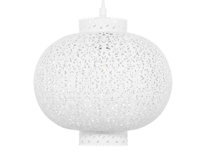 Beliani Lampa wisząca biała metalowa 88 cm ażurowa kształt lampionu matowe wykończenie boho Lampa z kloszem Stal Ilość źródeł światła 1 źródło