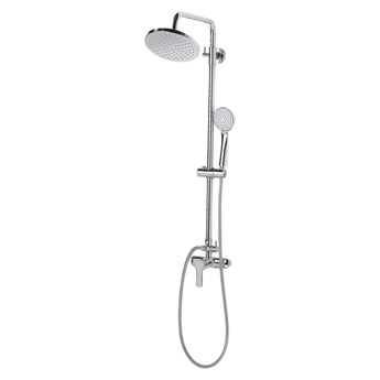 Beliani Kolumna prysznicowa srebrna połyskująca mosiądz prysznic z deszczownicą nowoczesny design