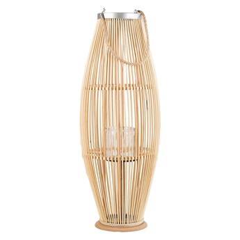 Beliani Lampion dekoracyjny jasne drewno bambusowe 84 cm ozdoba latarnia na świecę